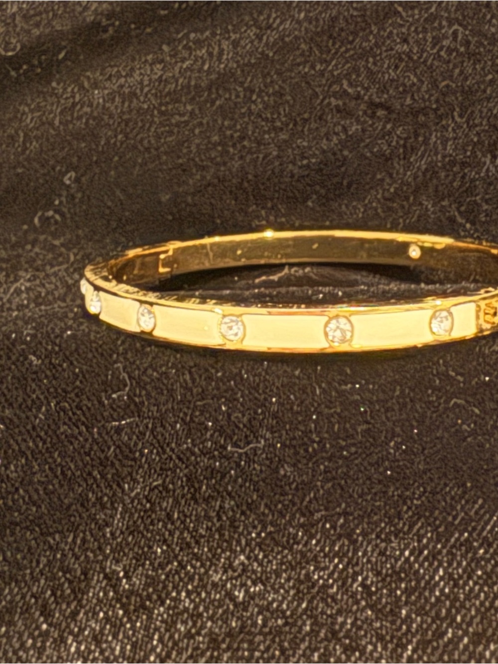 kate spade Enamel & Gold Tone Crystal Station Bangle Bracelet